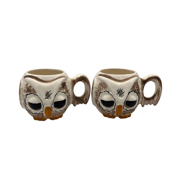 COPY - VTG Anthropomorphic Owl 2 Piece Ceramic Mug Set 8 oz Wing Shaped Handle … - Picture 3 of 6